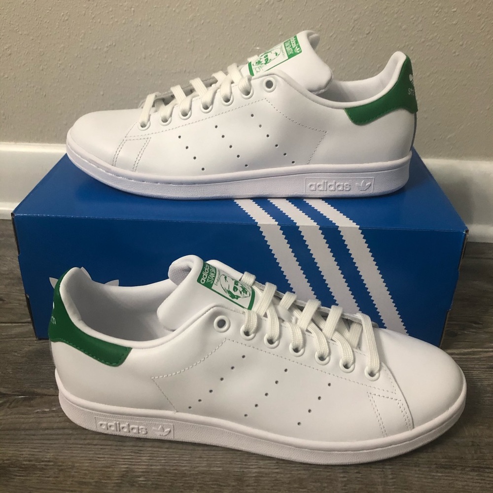 White and Green Adidas Stan Smith Shoe